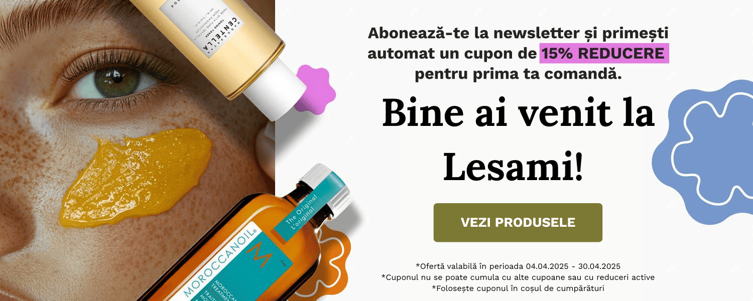 Banner bun venit la lesami. Profita de 15% reducere la toate produsele prin abonare la newsletter