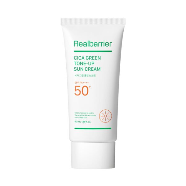 Crema cu protectie solara pentru piele sensibila SPF50+ PA++++ Real Barrier Cica Green Tone-up 50ml