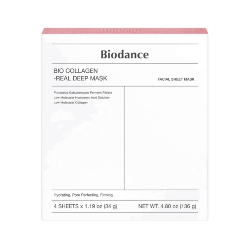 Set masca de fata cu bio-colagen pentru hidratare si fermitate Biodance Bio-Collagen 34g x 4 bucati
