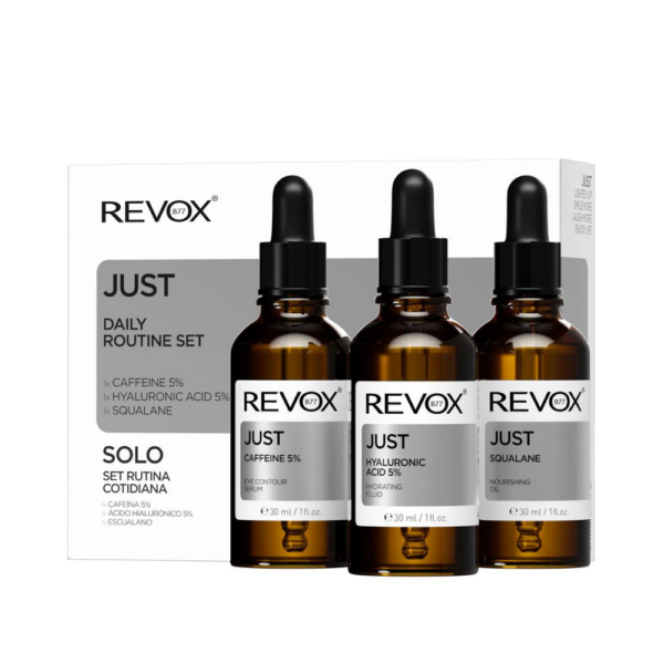 Set pentru ingrijrea tenului Revox B77 Just Caffeine 5%, Hyaluronic Acid 5%, Squalane 3x30 ml
