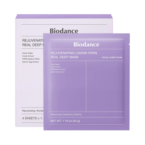 Set masca de fata cu caviar si PDRN pentru rejuvenare Biodance Rejuvenating Mask 34g x 4 bucati
