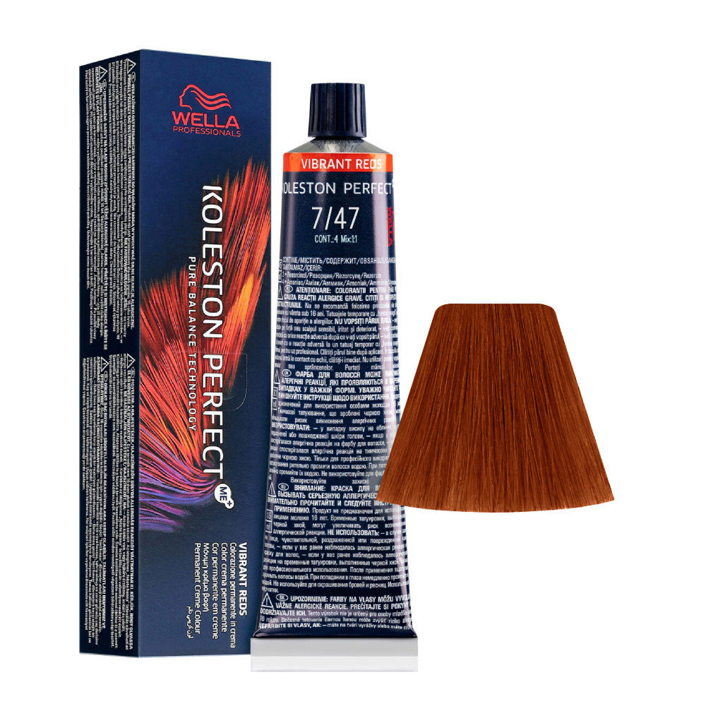 Vopsea permanenta de par Wella Professionals Koleston Perfect 7/47 Medium Blonde Red Brown 60ml