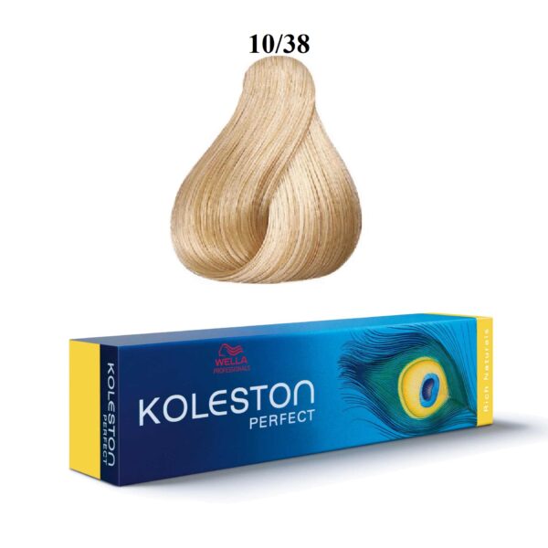 Wella Professionals, Koleston Perfect, Vopsea permanentă de păr, 10/38 Bright Light Blonde Golden Blue, 60 ml