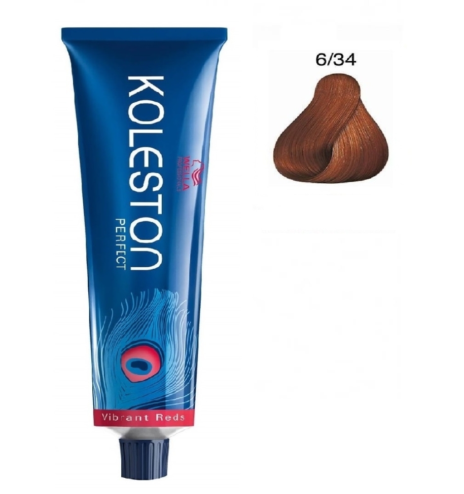 Vopsea permanenta de par Wella Professionals Koleston Perfect 6/34 Dark Blonde Golden Red 60ml