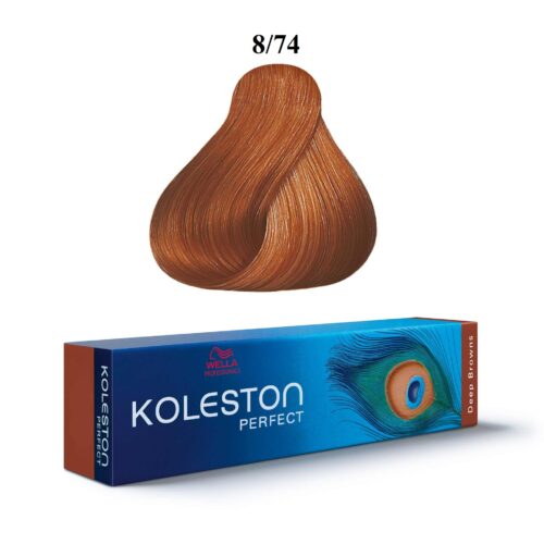 Wella Professionals, Koleston Perfect, Vopsea permanentă de păr, 8/74 Light Blond Chestnut Red, 60 ml