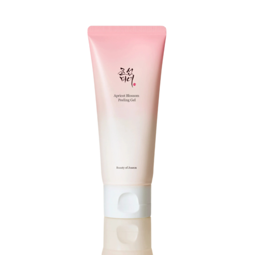 Gel exfoliant Apricot Blossom de la Beauty of Joseon, într-un tub roz pal
