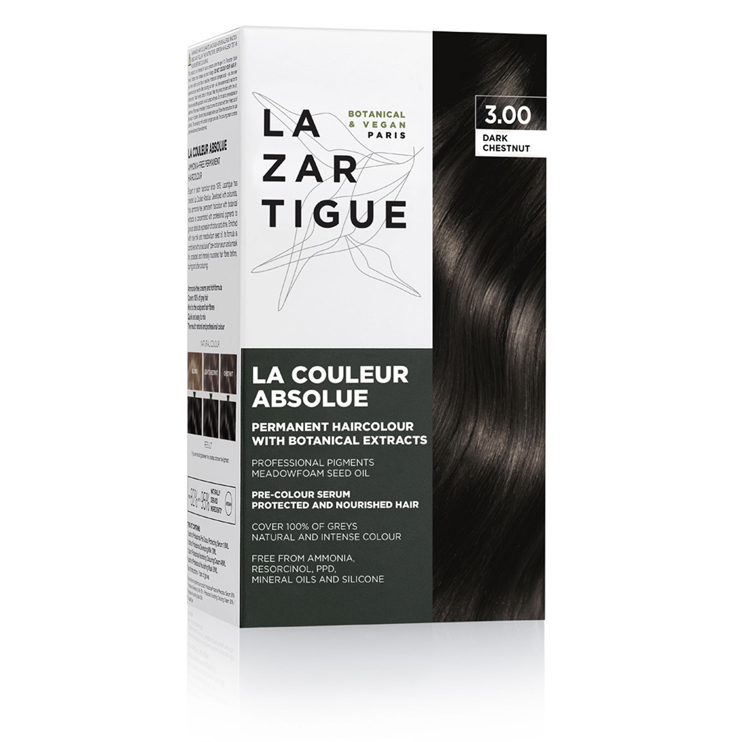 Lazartigue, La Couleur Absolue, Vopsea permanentă de păr, 3.00 Dark Chestnut, 143 ml