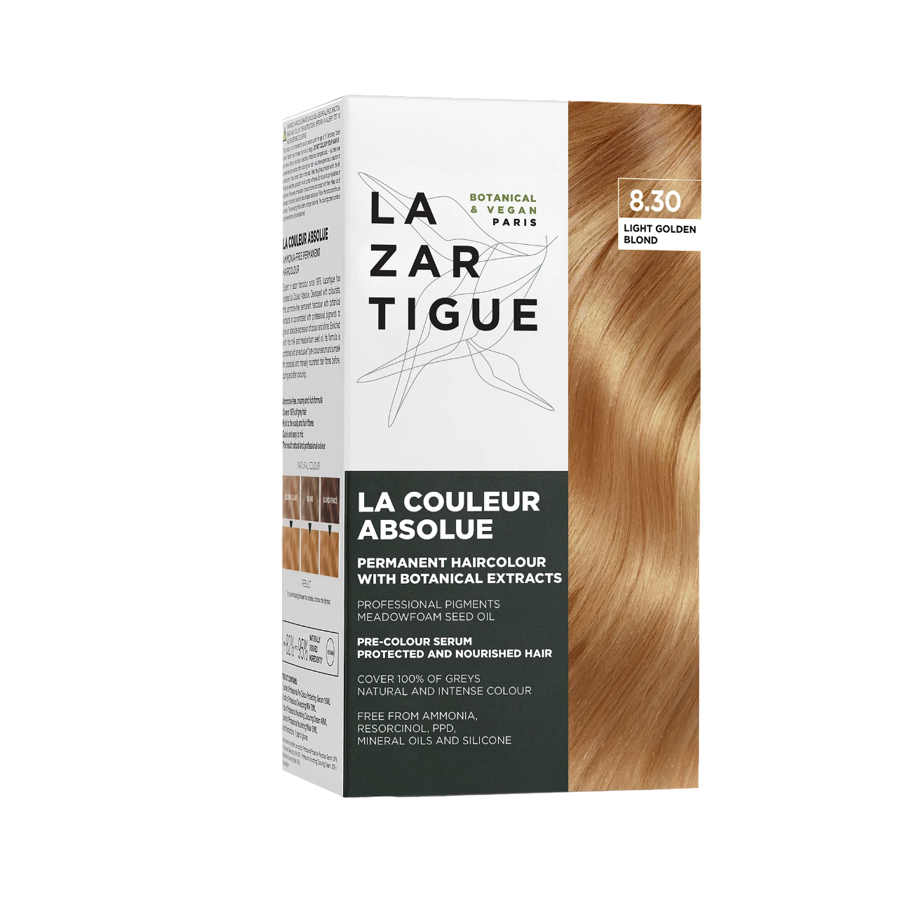 Lazartigue, La Couleur Absolue, Vopsea permanentă de păr, 8.30 Light Golden Blond, 143 ml