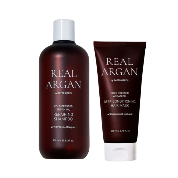 Pachet Sampon si Masca Rated Green cu ulei de argan - Rutina Par Deteriorat