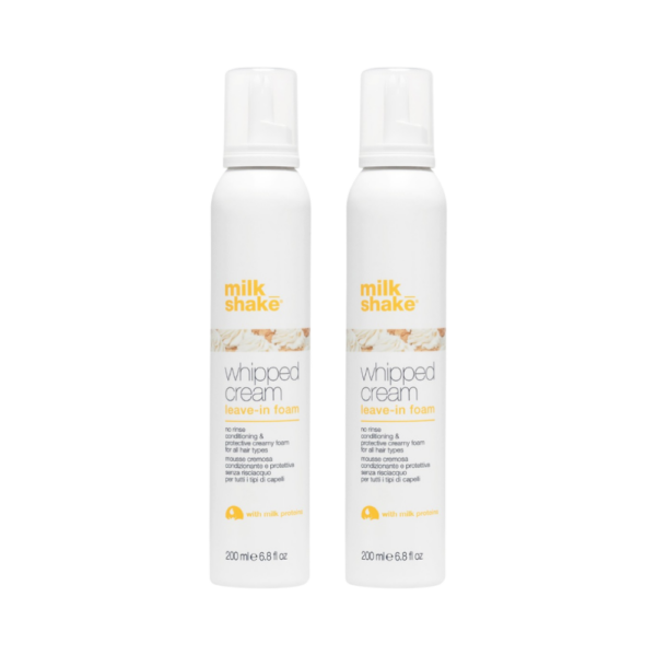 Pachet Milk Shake Whipped Cream 2 bucati - Balsam tip spuma fara clatire pentru par uscat