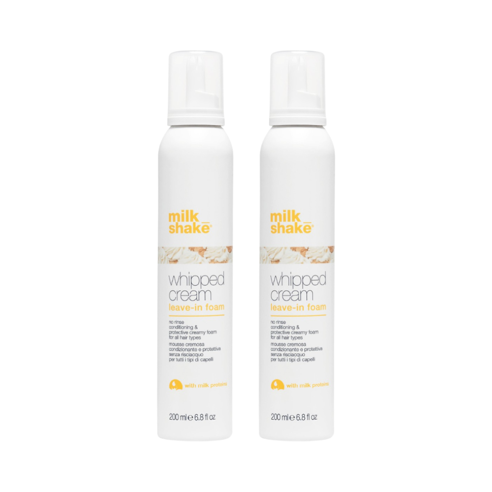 Pachet Milk Shake Whipped Cream 2 bucati - Balsam tip spuma fara clatire pentru par uscat